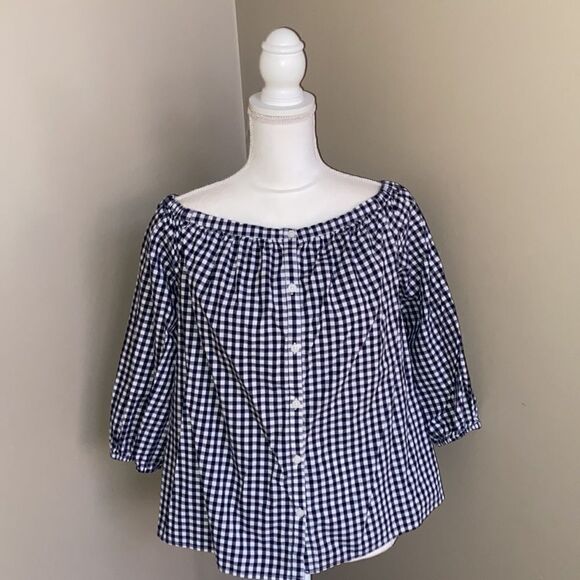 Merona Off the Shoulder Gingham Top! - Picture 3 of 13